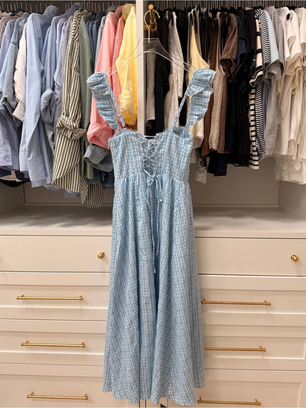 ASTR Wedelia Dress in Blue Plaid - Picture 4 of 8